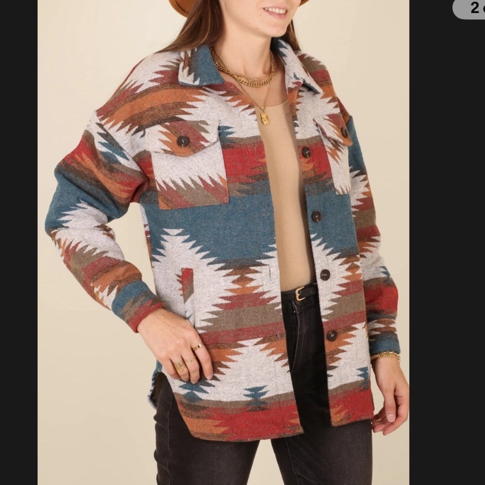 Thread And Supply Aztec Pattern Drop Shoulder Jac… - image 1